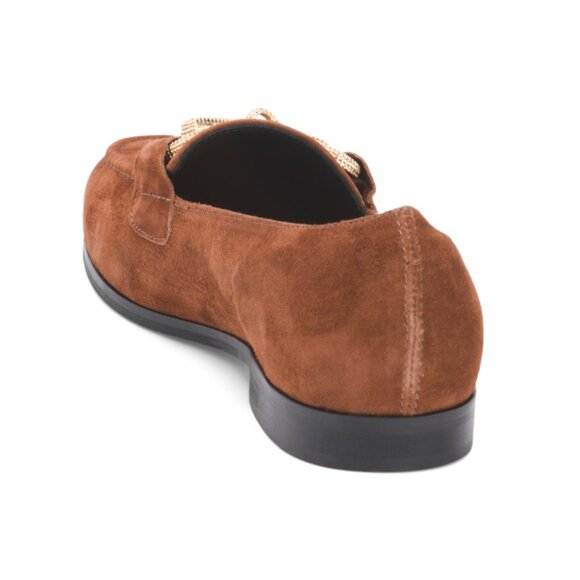 ANTICA CUOIERIA Cognac Made In Italy Suede Loafers With Horsebit Detail - Picture 2 of 2